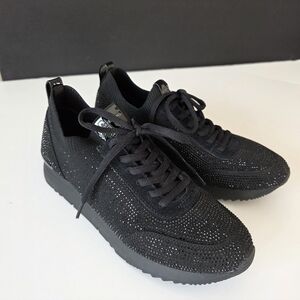 Michael Kors Crystal-Embellished Knit Sneakers – Black Size 8.5
